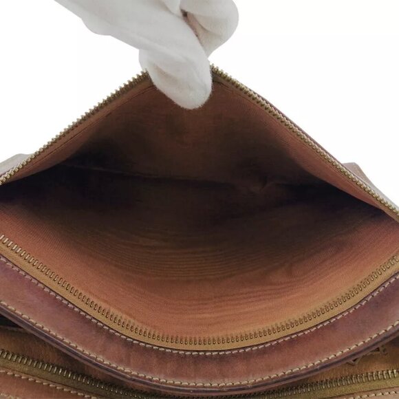 CELINE Clutch Bag Macadam Beige PVC ?~ Leather Authentic - Picture 8 of 10